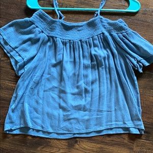 Super cute off the shoulder Blue top
